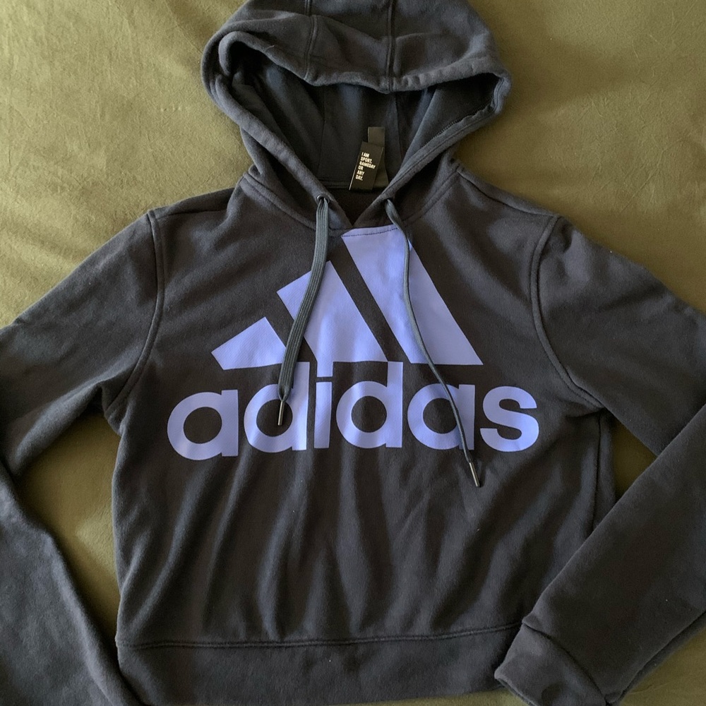 Navy Blue Adidas Cropped Hoodie